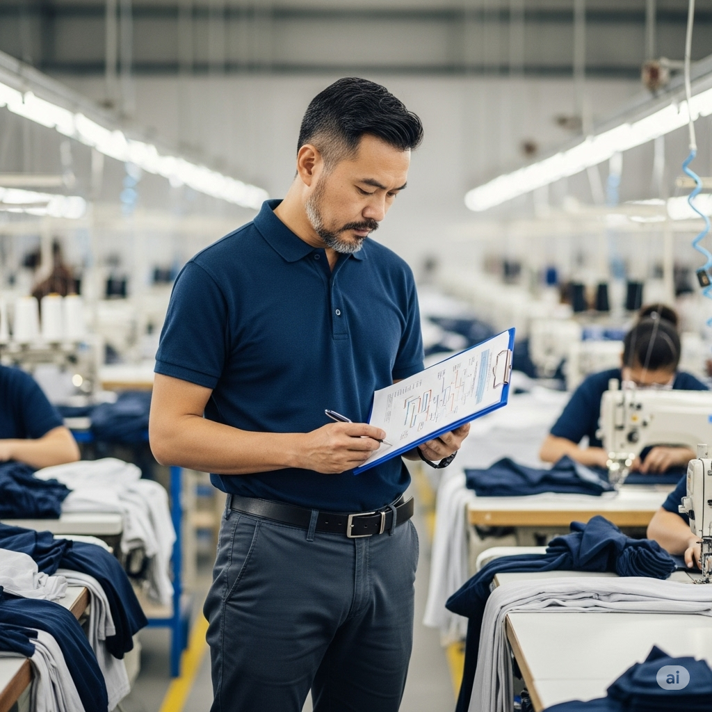 An industrial engineer analyzing production processes and optimizing workflows